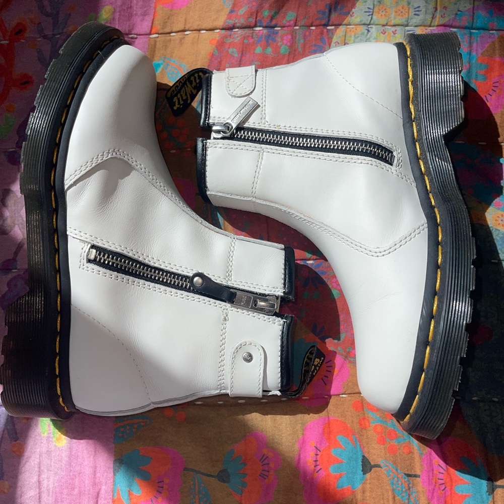 Dr. Martens White Leather Ankle Boots - Picture 1 of 3